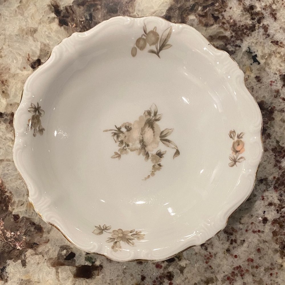 Elegant Floral White and Brown Porcelain plate